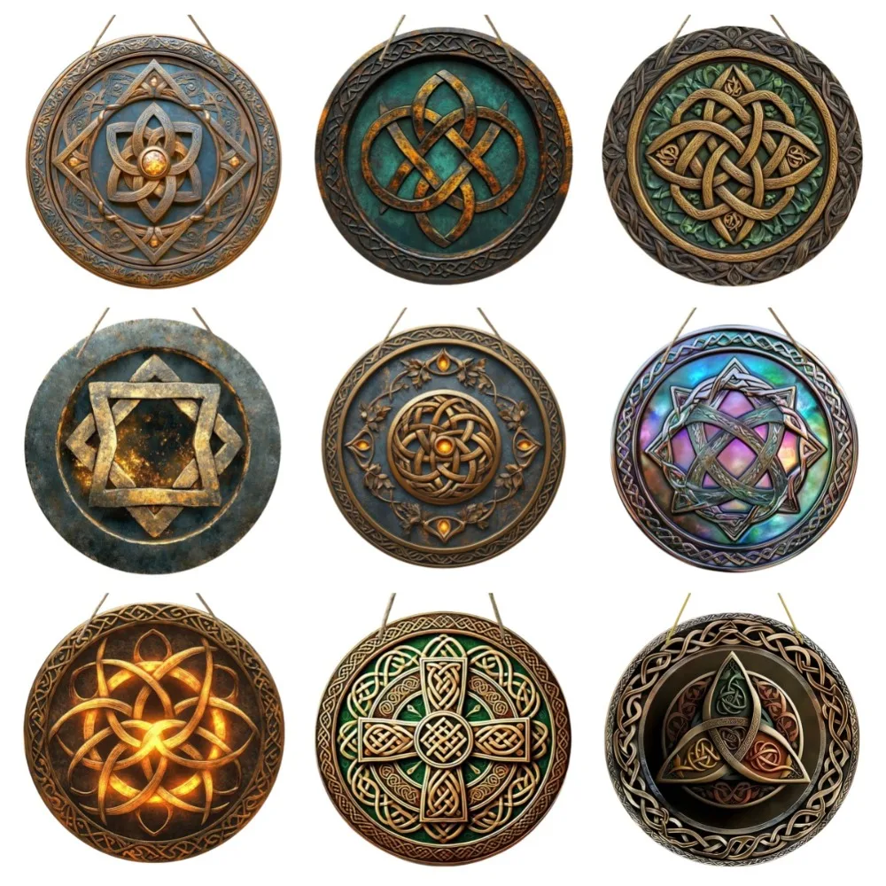 Home Decor Logo Design - 2D Retro Celtic Knot Circular Wooden