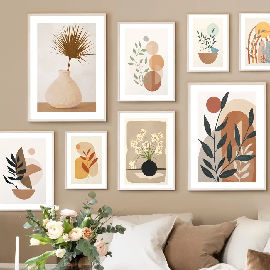 Home Decor Vase - Boho Natural Leaf Flower Vase Abstract