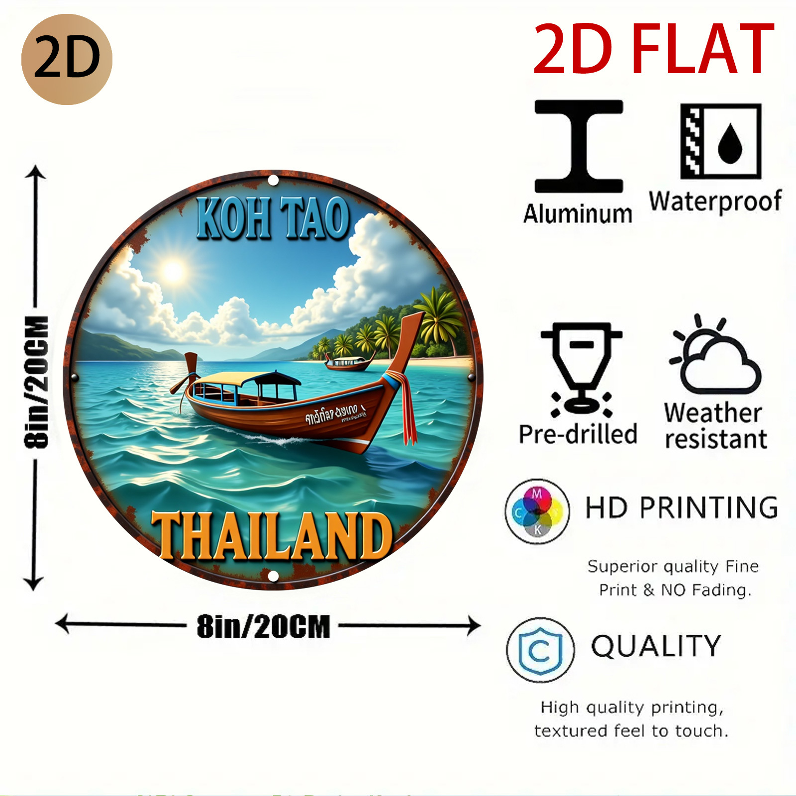 2D Flat Circular Koh Tao Thail - Home Decor Logo Design ulasan dan harga