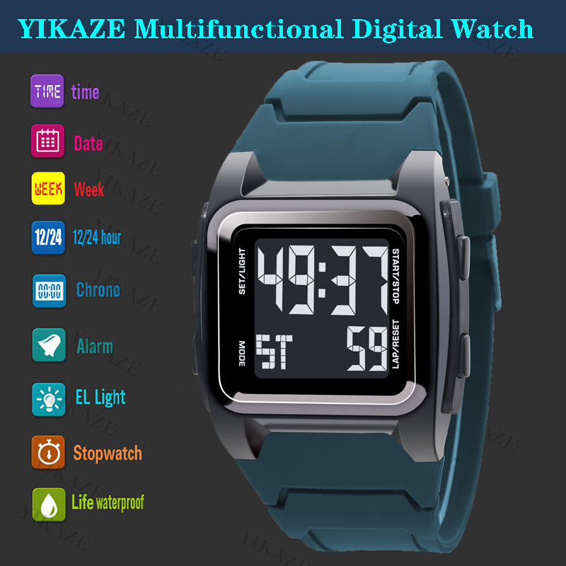 YIKAZE Men's Digital Watch 50M - Vintage Alarm Clock ulasan dan harga