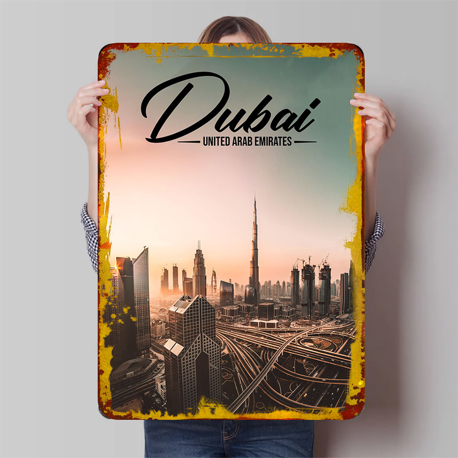Dubai Cityscape Metal Wall Art - Home Decor Uae ulasan dan harga