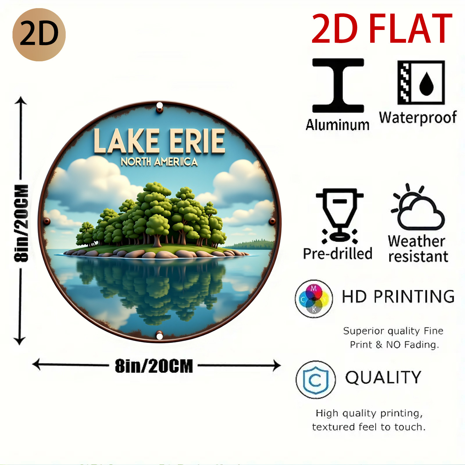 2D Flat Circular Lake Erie Log - Home Decor Logo Design ulasan dan harga