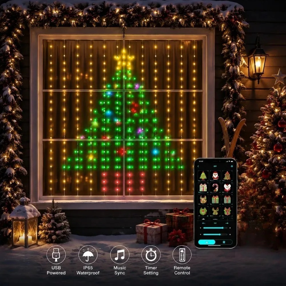 LED Pixel Curtain Lights Bluet - Home Decor Diy ulasan dan harga