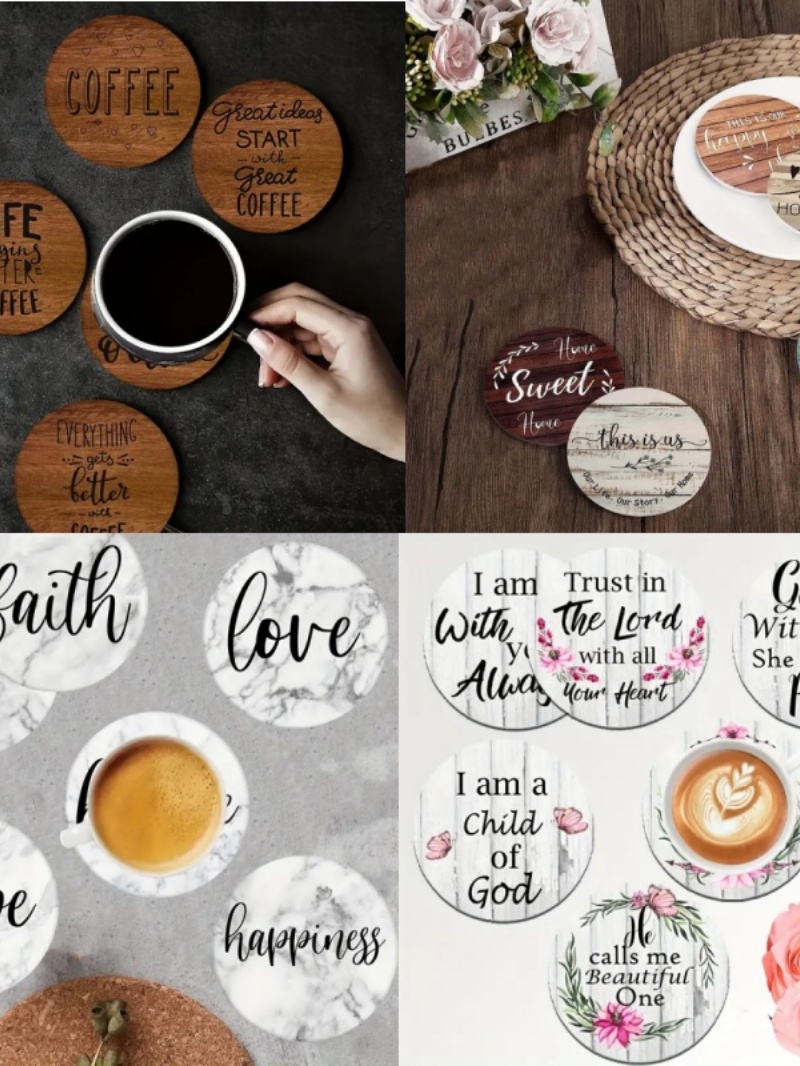 6 Pieces of Circular Inspirati - Wooden Letter Sign ulasan dan harga