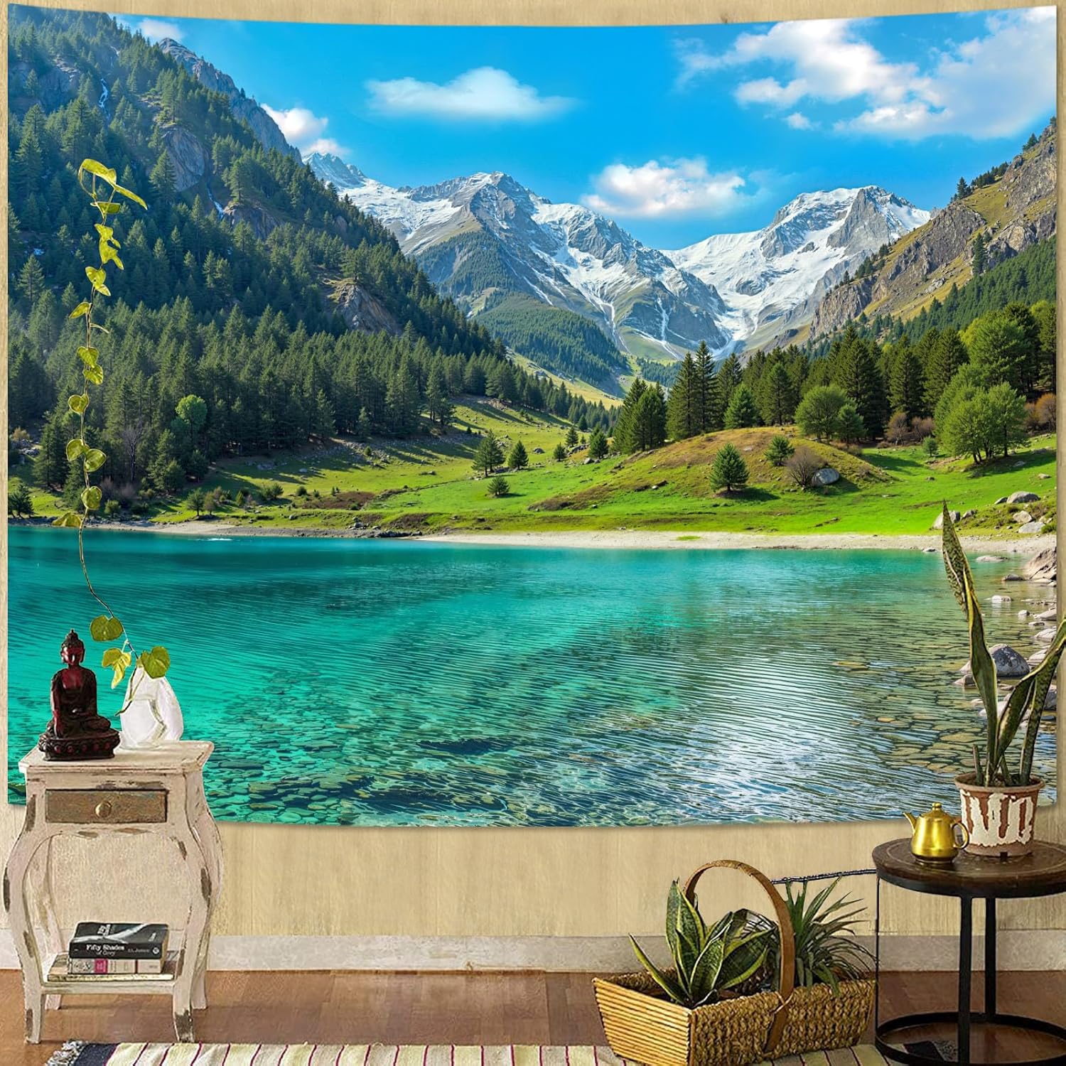 Nature Forest Mountain Tapestr - Aesthetic Tapestry ulasan dan harga