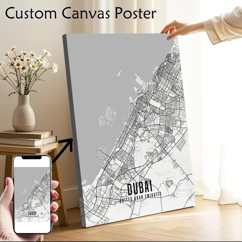 UAE Dubai City Map Poster Canv - Home Decor Uae ulasan dan harga