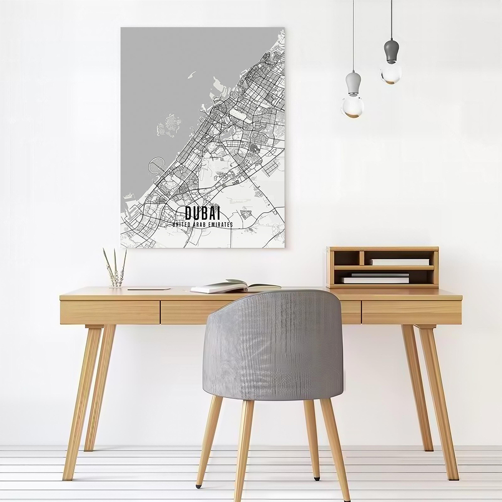 UAE Dubai City Map Poster Canv - Home Decor Uae ulasan dan harga