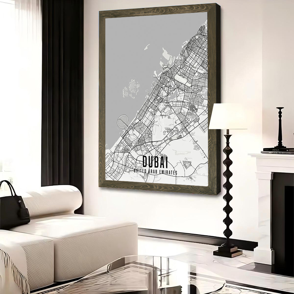 UAE Dubai City Map Poster Canv - Home Decor Uae ulasan dan harga