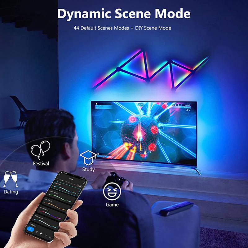 Smart RGB Wall Lamp, Bluetooth - Home Decor Tv ulasan dan harga