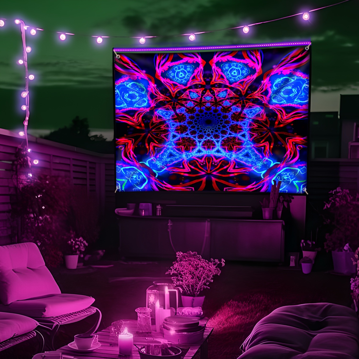Psychedelic Geometric Pattern  - Aesthetic Tapestry ulasan dan harga