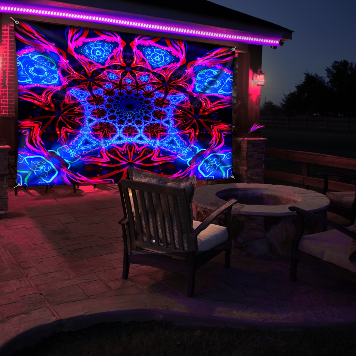 Psychedelic Geometric Pattern  - Aesthetic Tapestry ulasan dan harga