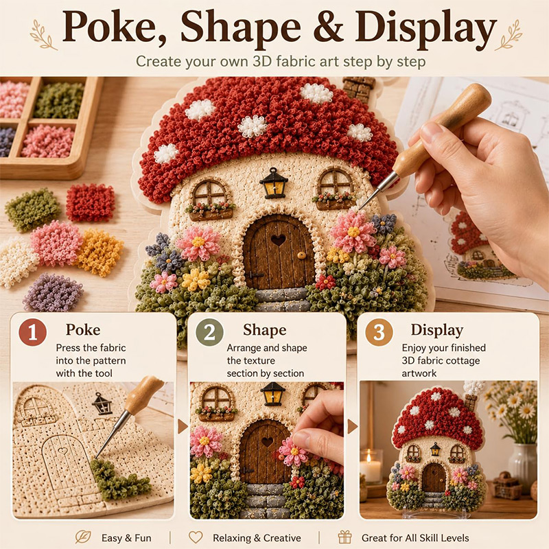 3D Mushroom House Poke Art DIY - Home Decor Diy ulasan dan harga