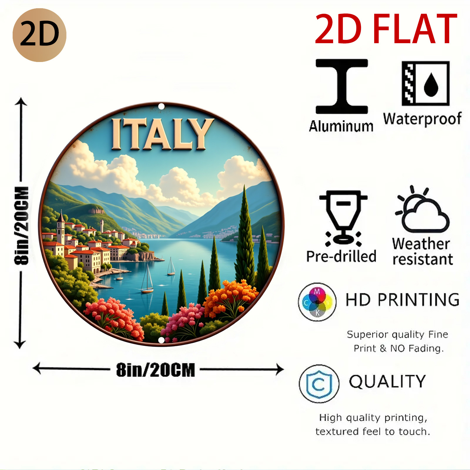 2D Flat Circular Italy Landsca - Home Decor Logo Design ulasan dan harga