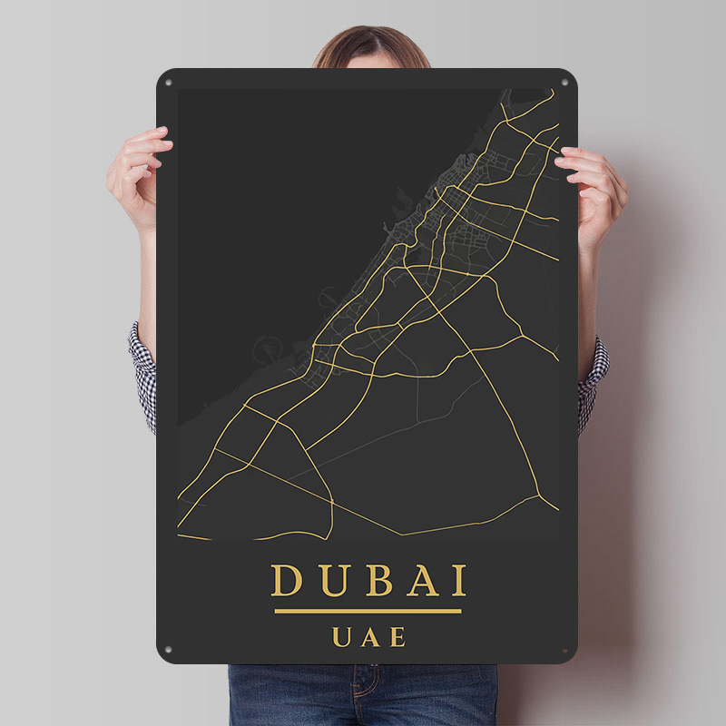 Dubai UAE Map Art Printed Post - Home Decor Uae ulasan dan harga