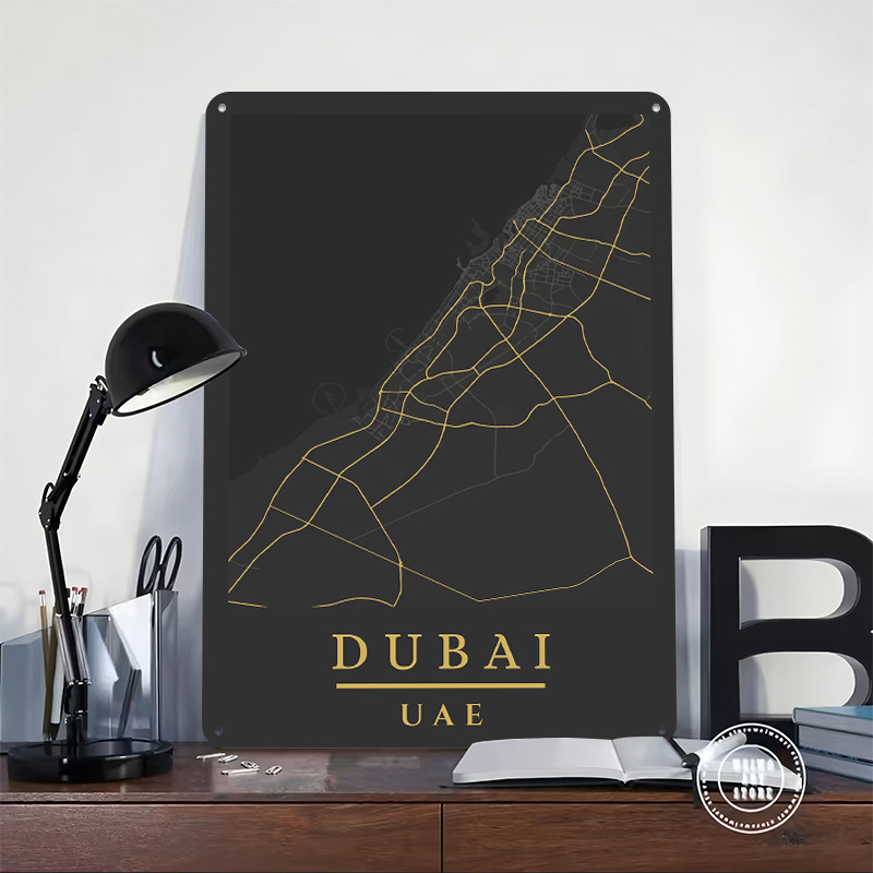Dubai UAE Map Art Printed Post - Home Decor Uae ulasan dan harga