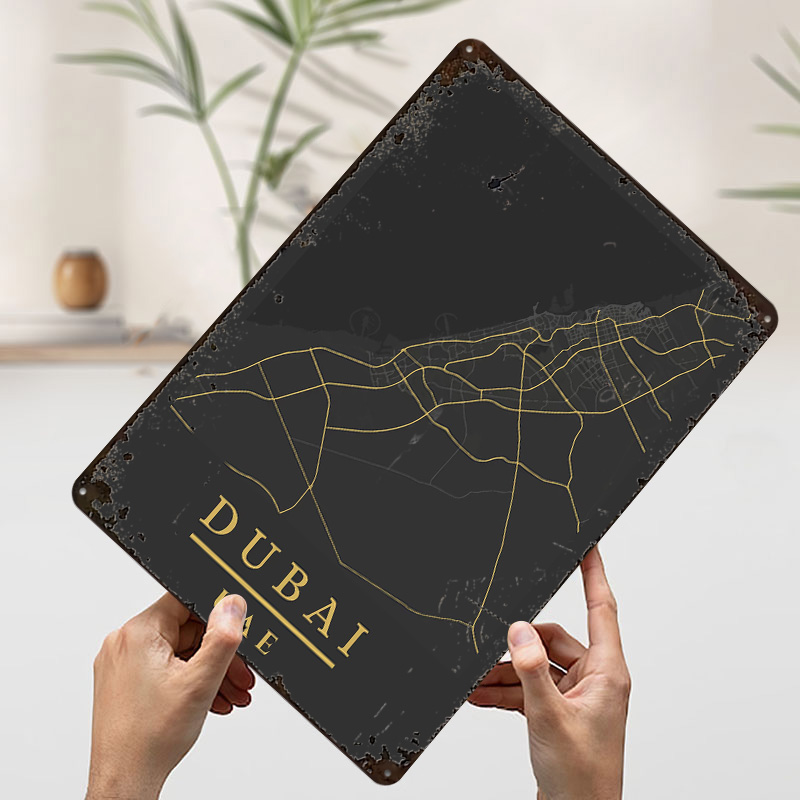 Dubai UAE Map Art Printed Post - Home Decor Uae ulasan dan harga