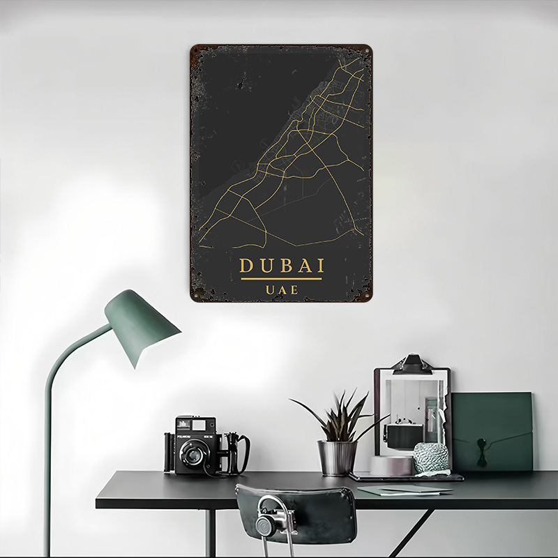 Dubai UAE Map Art Printed Post - Home Decor Uae ulasan dan harga