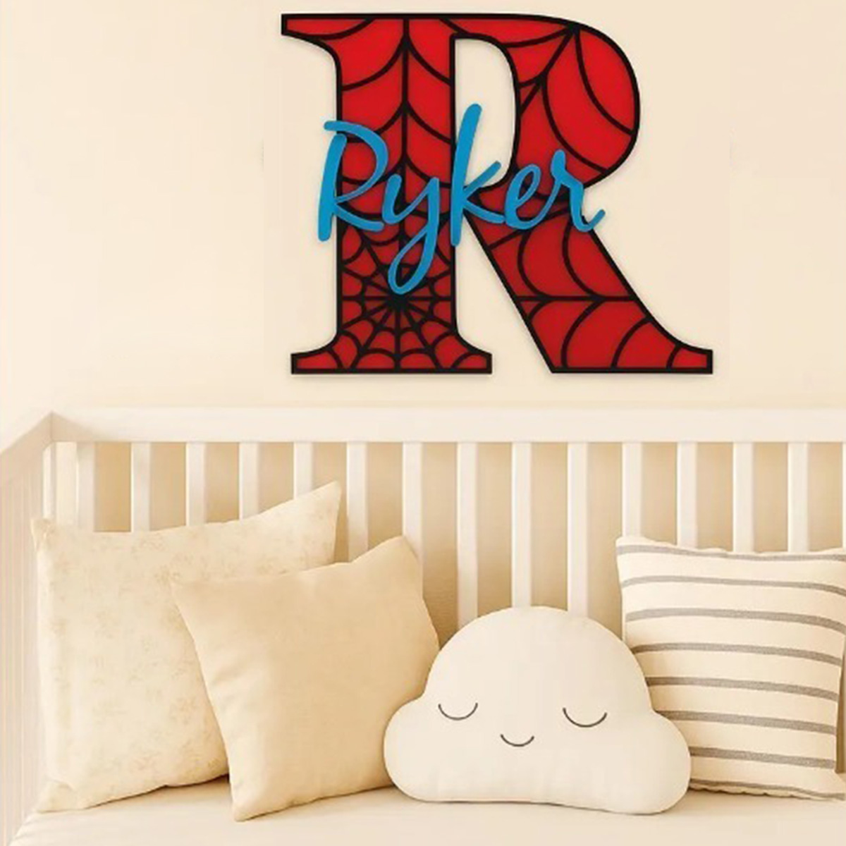Personalized Spider‑Web Name H - Wooden Letter Sign ulasan dan harga