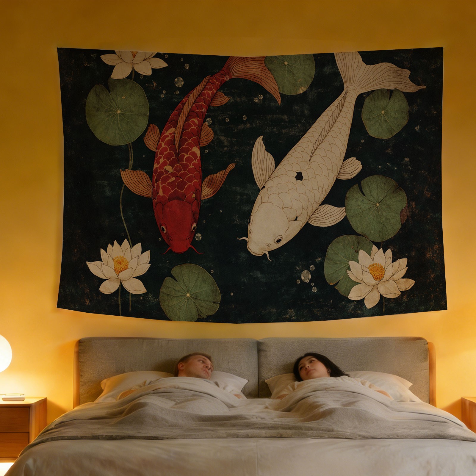 Luxury Koi Fish and Lotus Flow - Home Decor Japandi Style ulasan dan harga