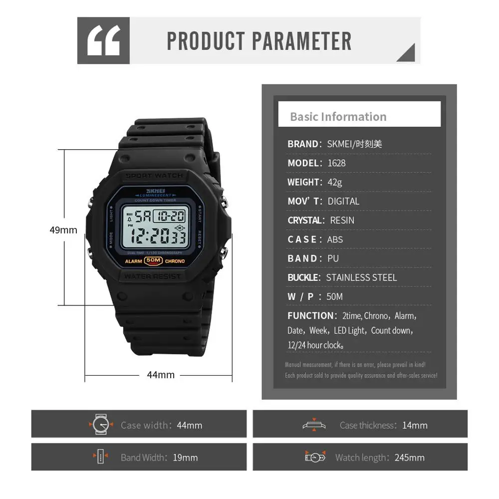 Skmei 1628 Military Digital Wa - Vintage Alarm Clock ulasan dan harga