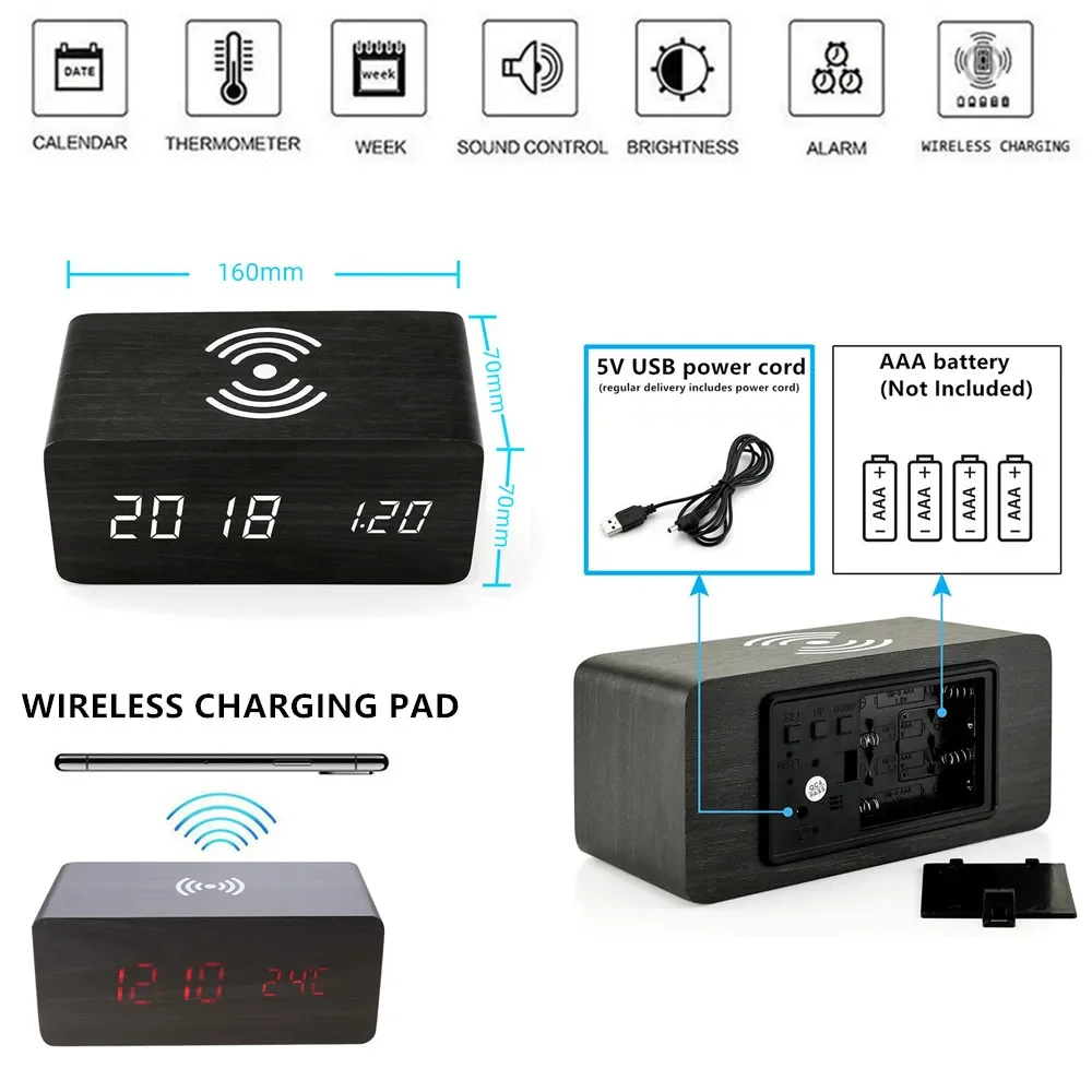 Alarm Clock LED Digital Wooden - Vintage Alarm Clock ulasan dan harga