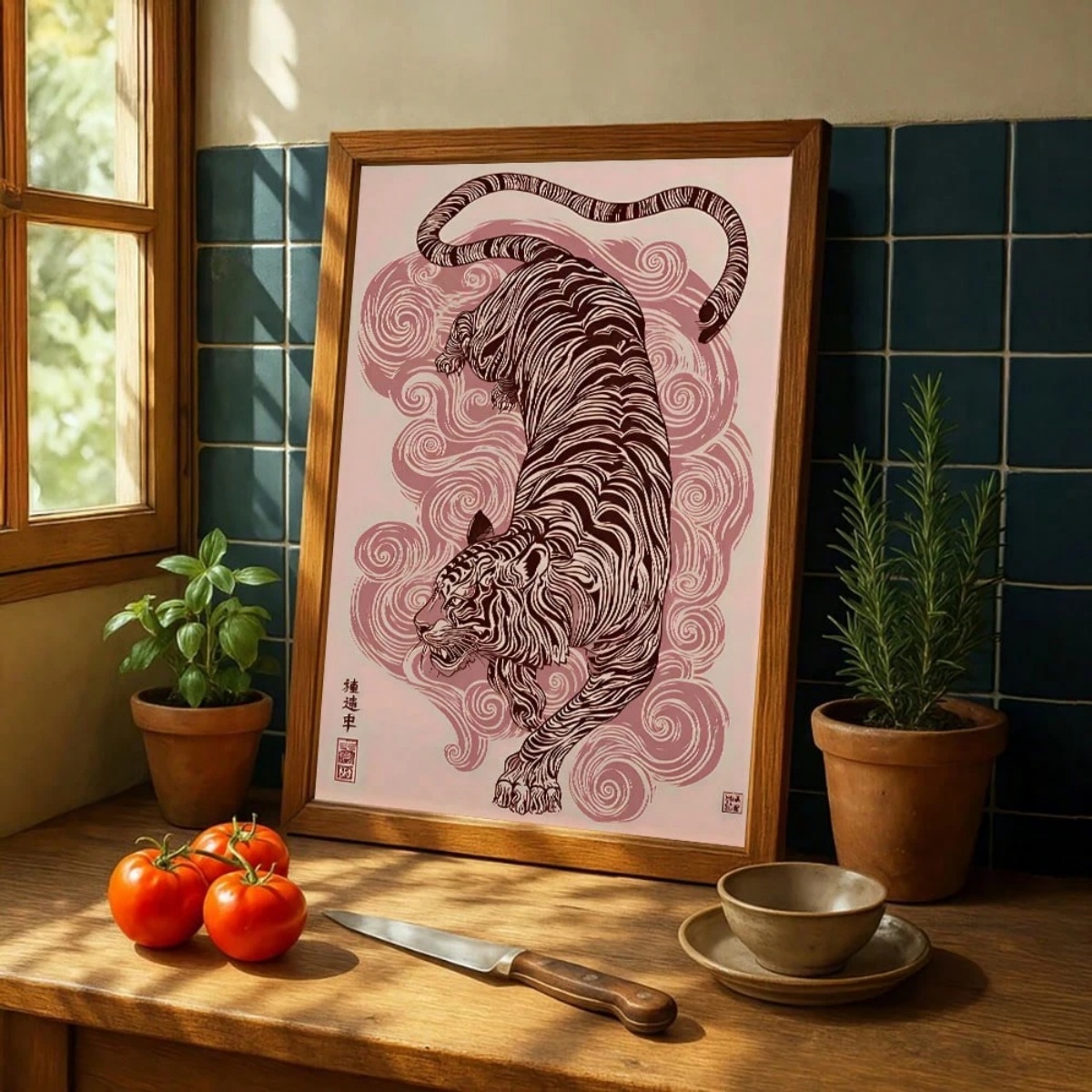 Japanese Tiger Canvas Print Po - Home Decor Japandi Style ulasan dan harga
