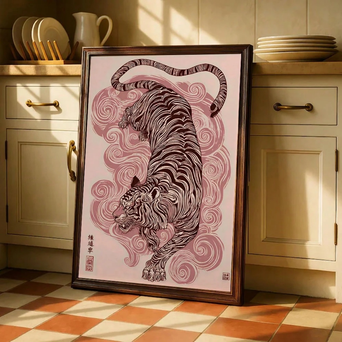 Japanese Tiger Canvas Print Po - Home Decor Japandi Style ulasan dan harga
