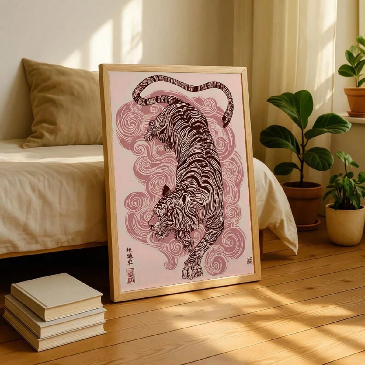 Japanese Tiger Canvas Print Po - Home Decor Japandi Style ulasan dan harga