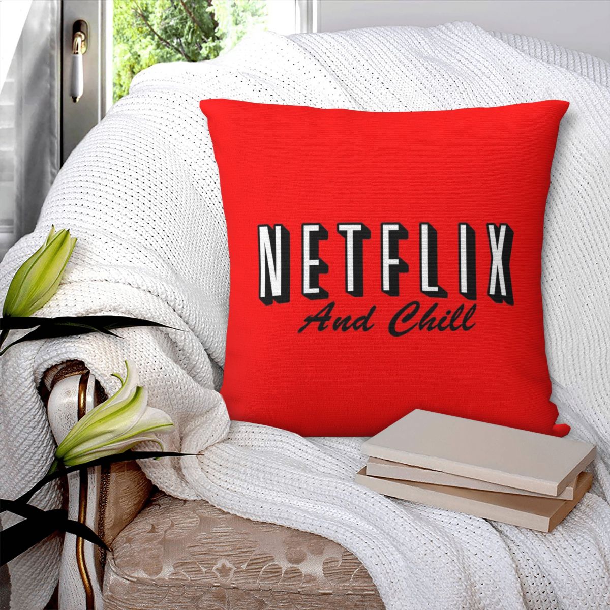 Netflix And Chill Red Square P - Home Decor Netflix ulasan dan harga