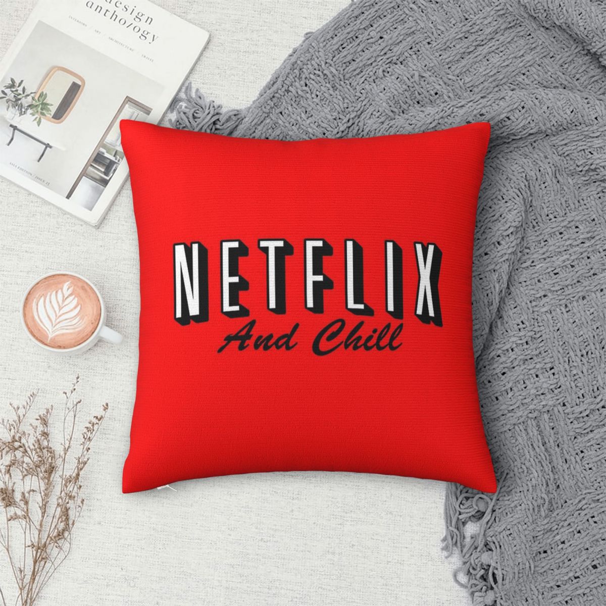Netflix And Chill Red Square P - Home Decor Netflix ulasan dan harga