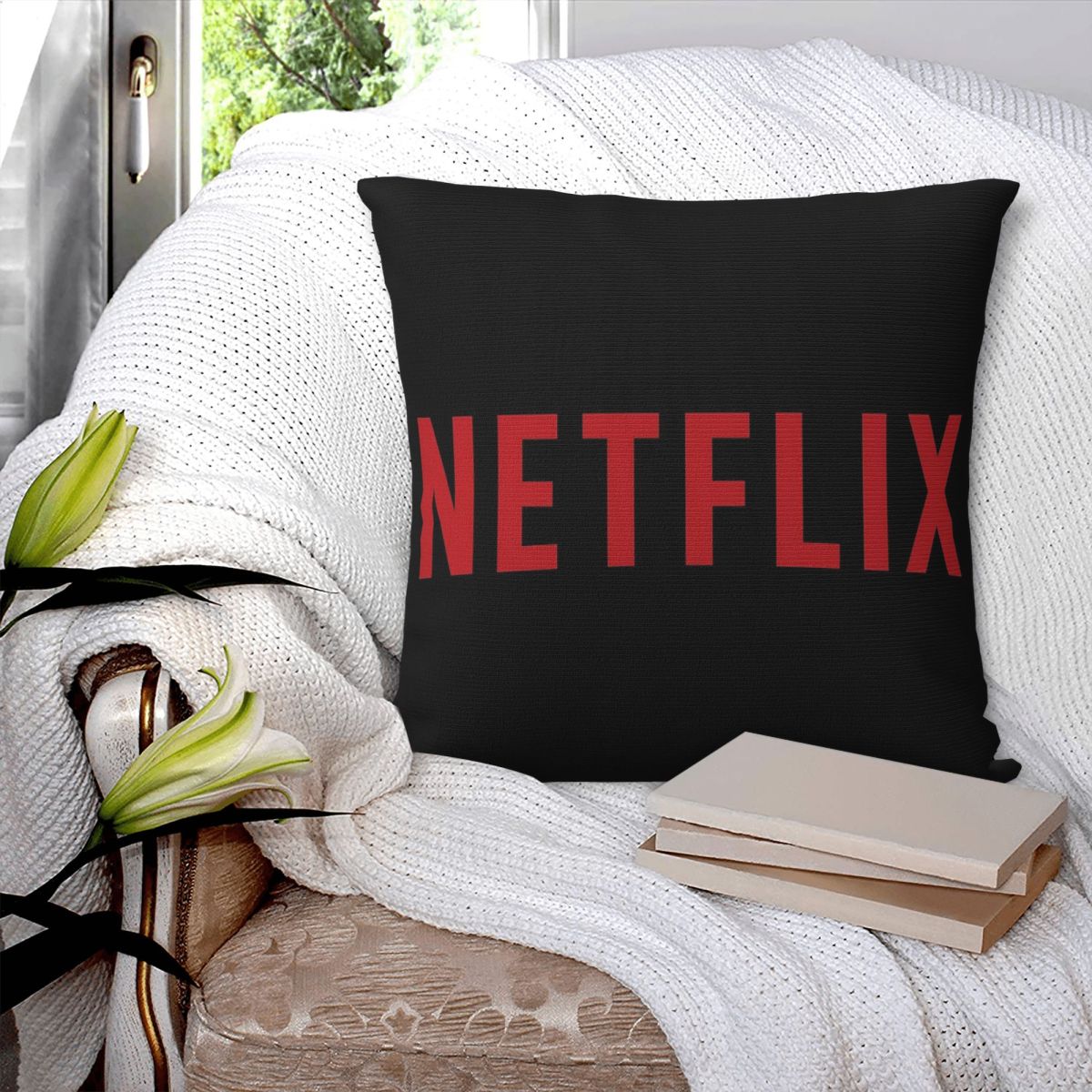 Netflix Logo Square Pillowcase - Home Decor Netflix ulasan dan harga