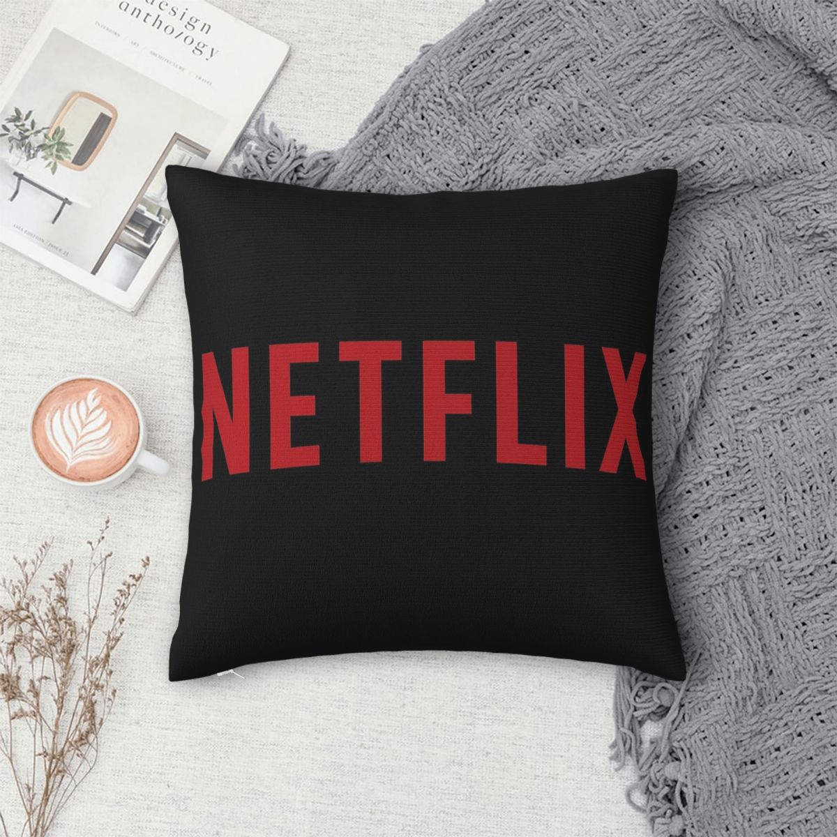 Netflix Logo Square Pillowcase - Home Decor Netflix ulasan dan harga